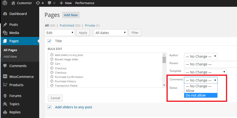 Disable Comments on Pages on WordPress-3
