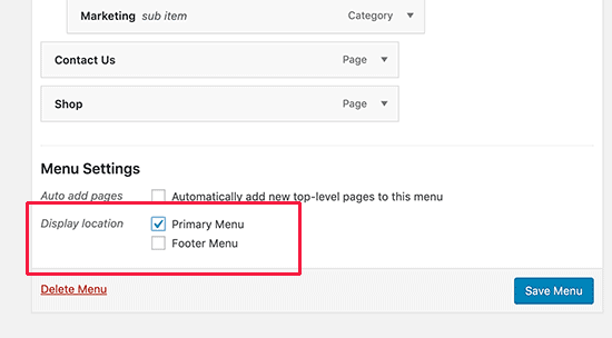 WordPress Drop Down Menu