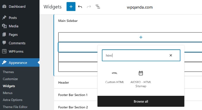 Add Adsense codes manually to a WordPress website widget