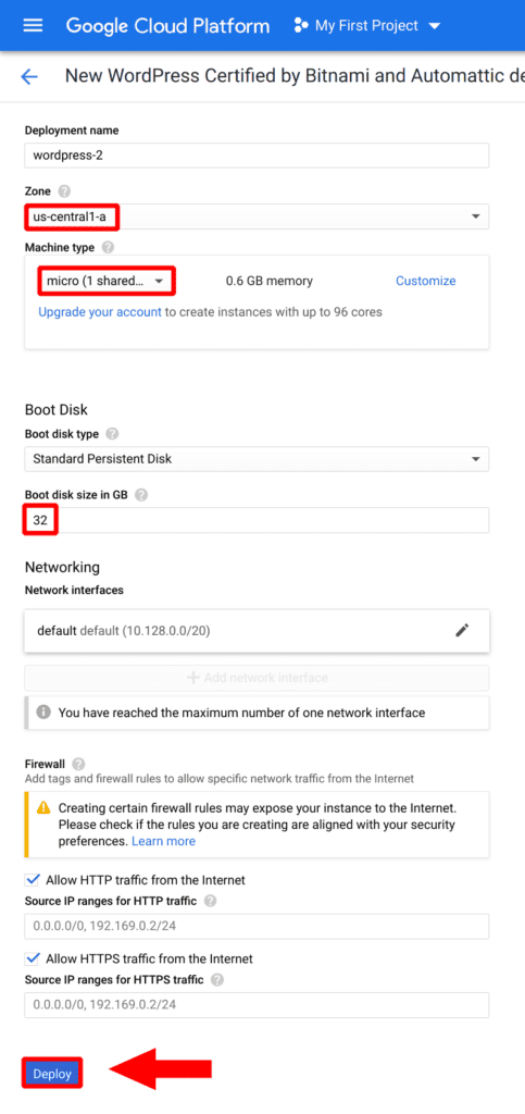 Google cloud deployment